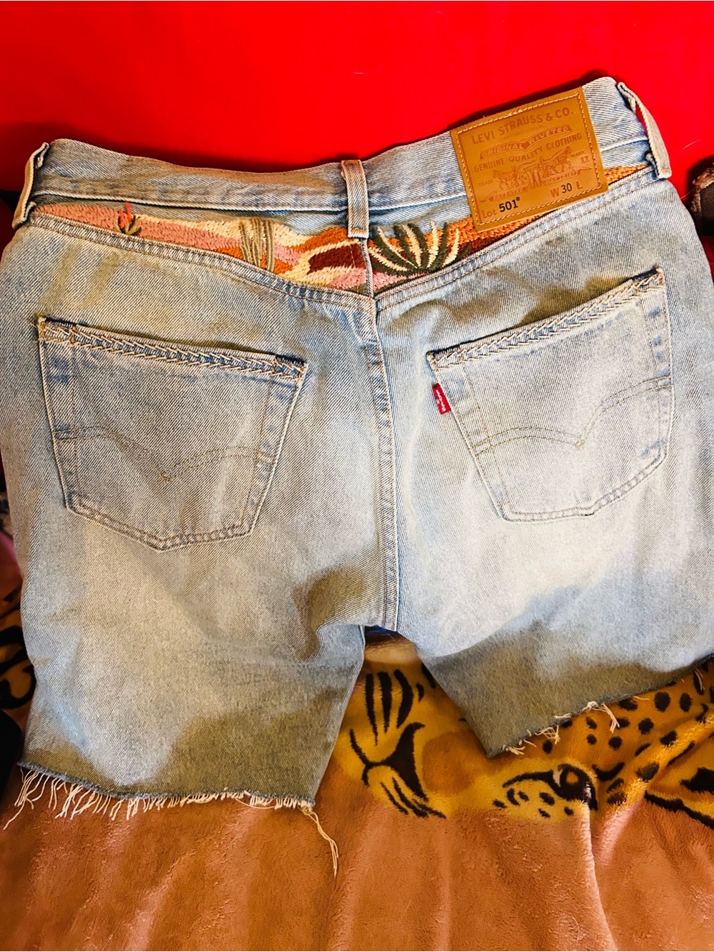 Levi's Light Blue Cutoff Denim Shorts with Embroidered Waistband